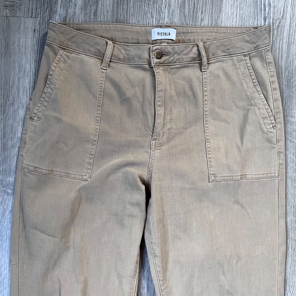 Pistola Safari Tan Patch Pocket High Rise Revolve Anthropologie Flare Pants 32 - Picture 2 of 7